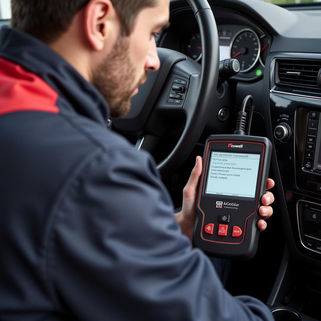 Mechanic Using Foxwell NT510