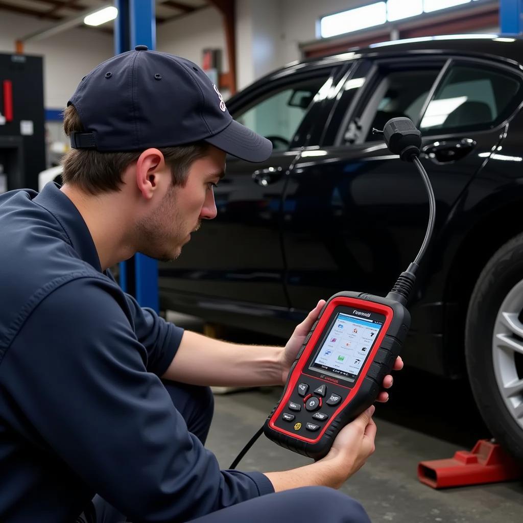 Mechanic Using Foxwell NT510 on BMW F10