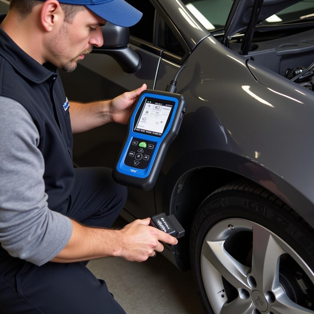 Mechanic Using Foxwell NT624