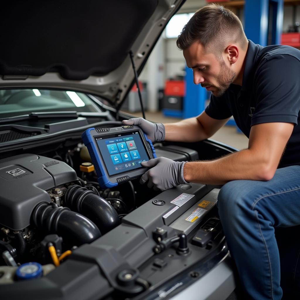 Mechanic Using Foxwell NT630 Pro