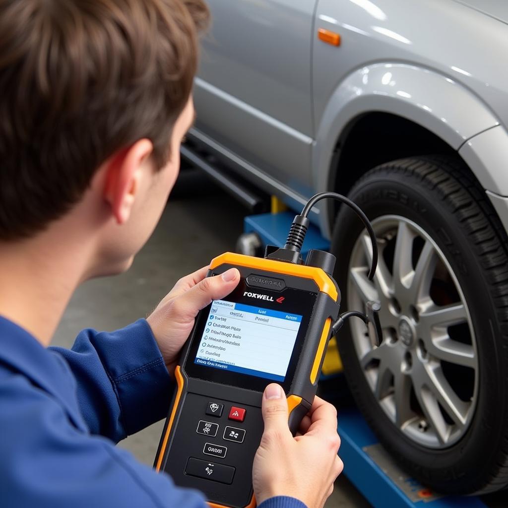 Mechanic Using Foxwell NT650