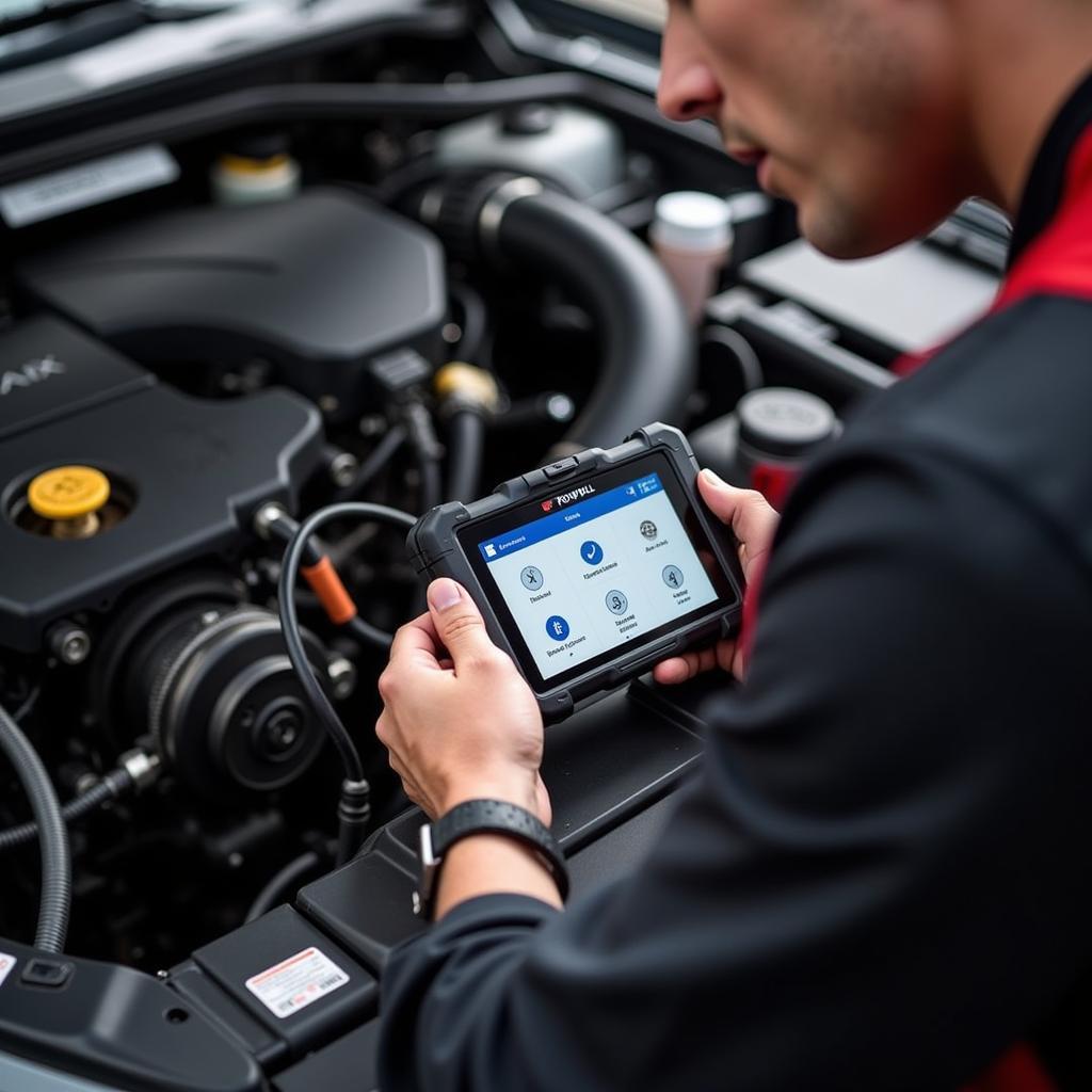 Mechanic Using Foxwell NT809