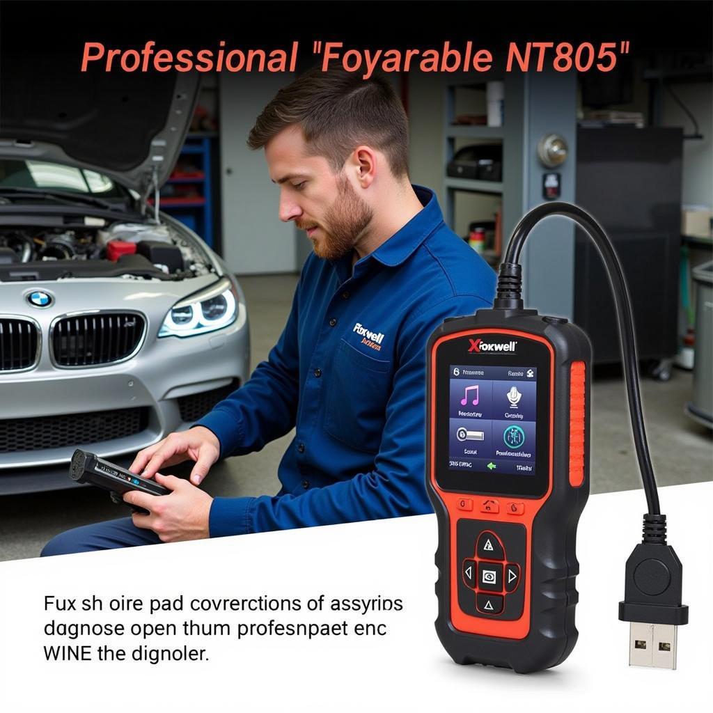 Mechanic Using Foxwell NT809 in Garage