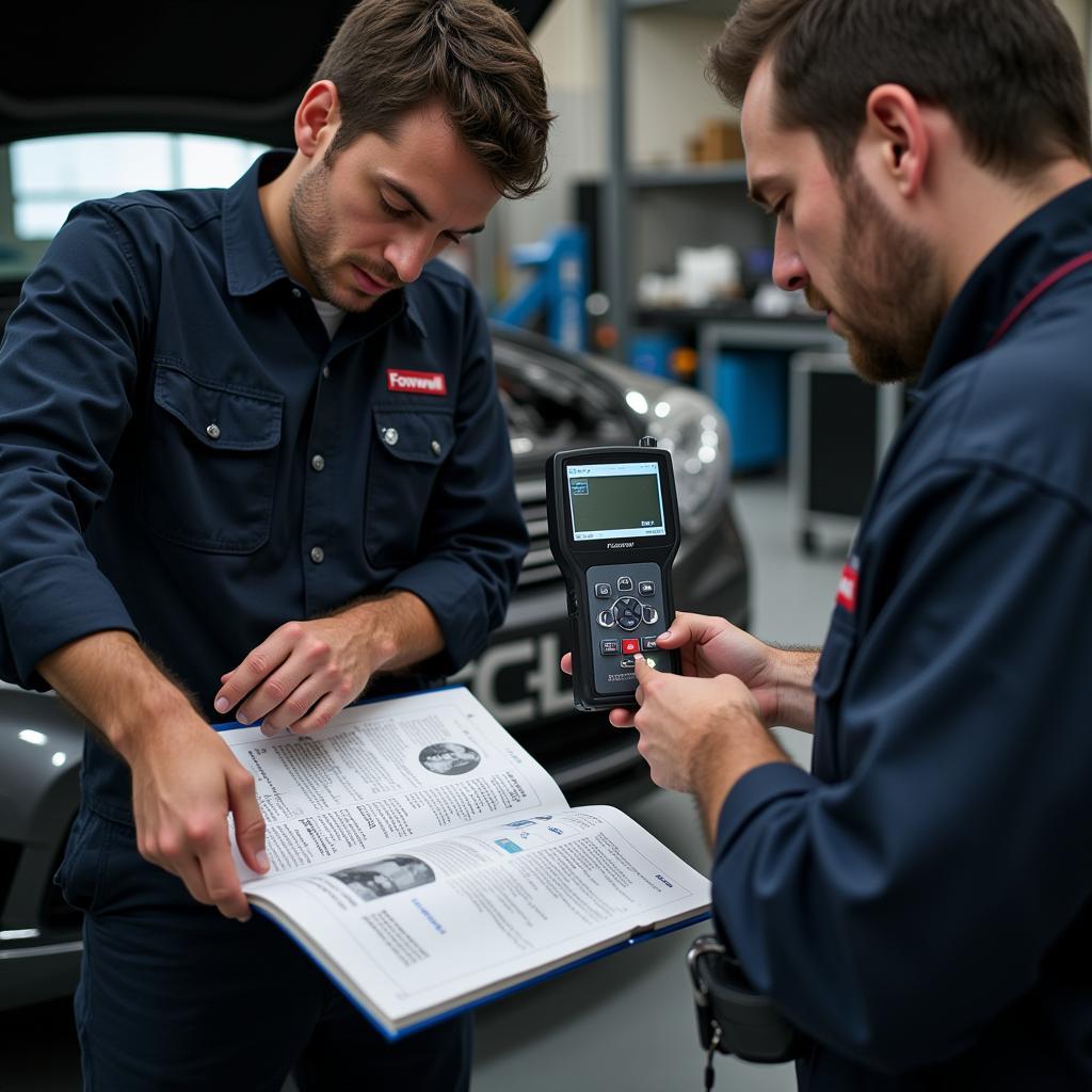 Mechanic Using Foxwell Scanner