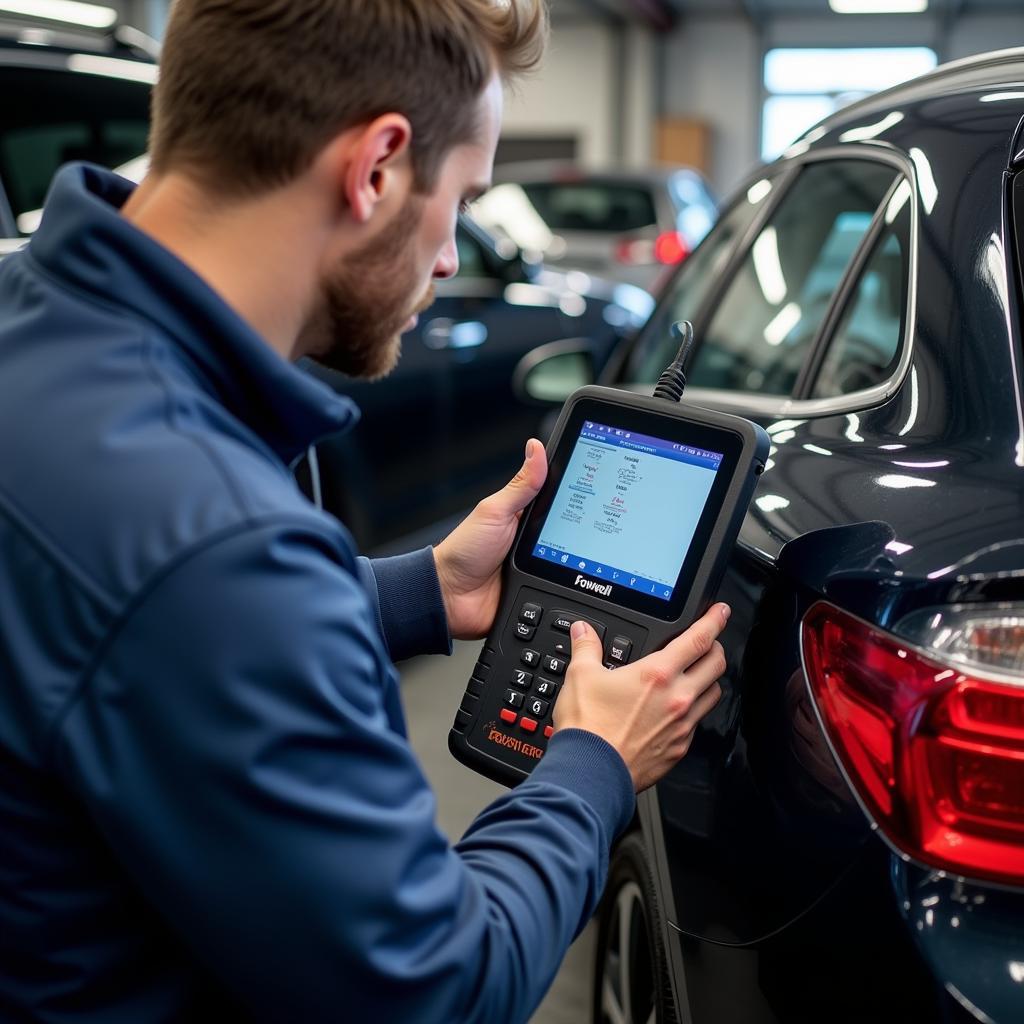 Mechanic Using Foxwell Scanner in Leonardtown, MD