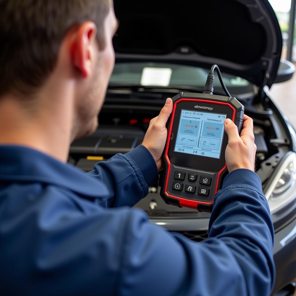 Mechanic using a generic diagnostic tool