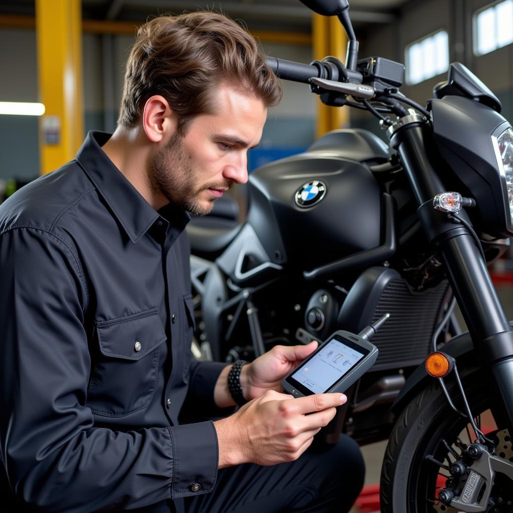 Mechanic Using GS-911 for Diagnostics