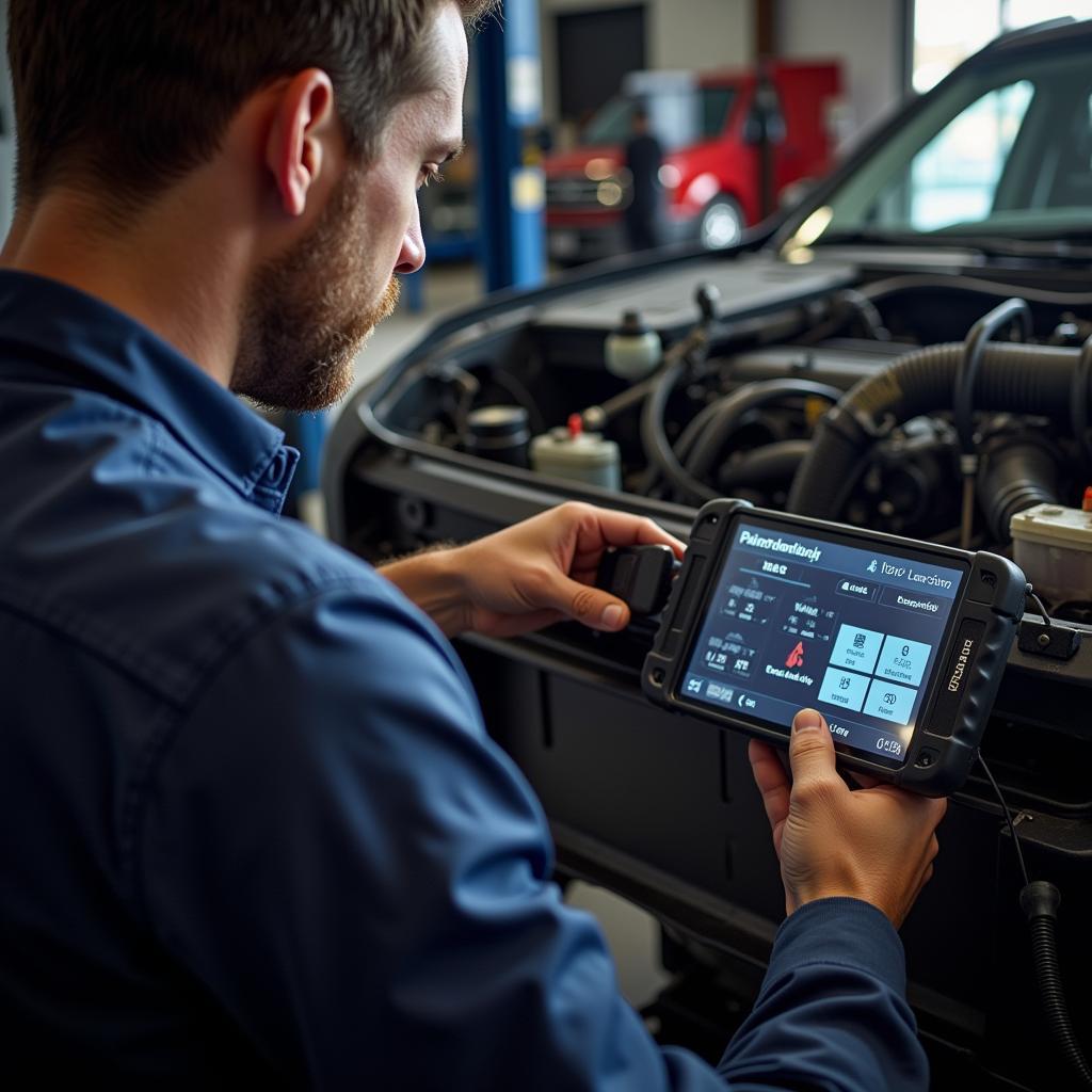 Mechanic Using OBD Scan Tool