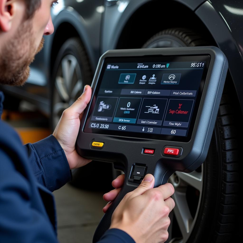 Mechanic Using an OBD2 Scanner