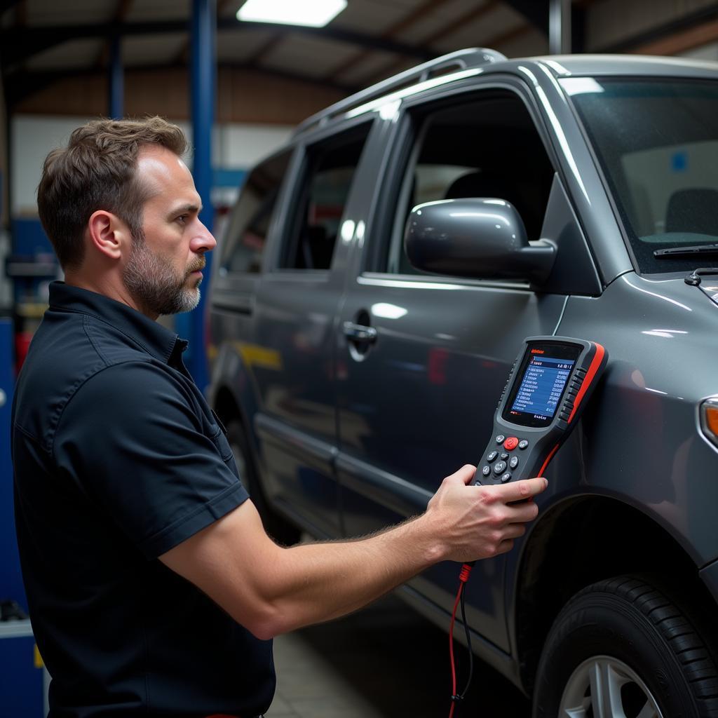 Mechanic Diagnosing Car Problem