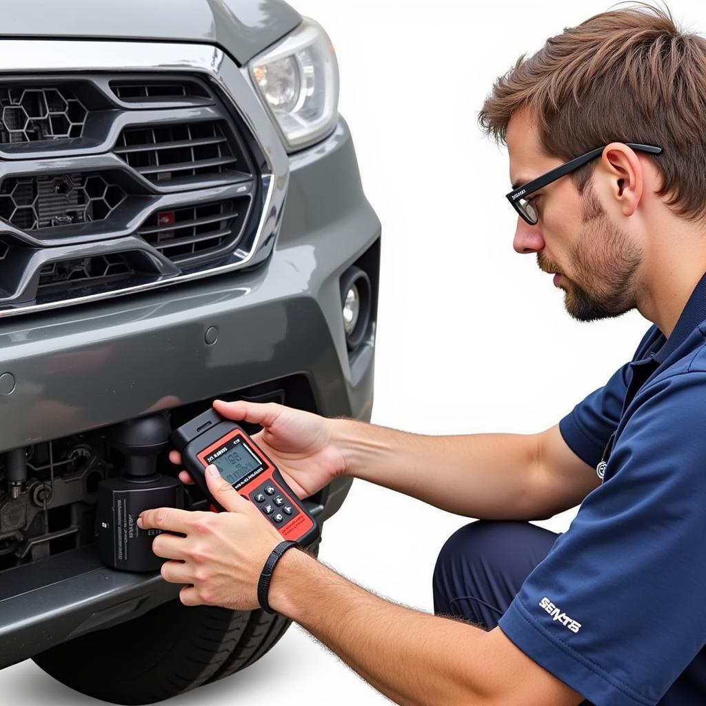 Mechanic Using OTC Tool for Actuator Test