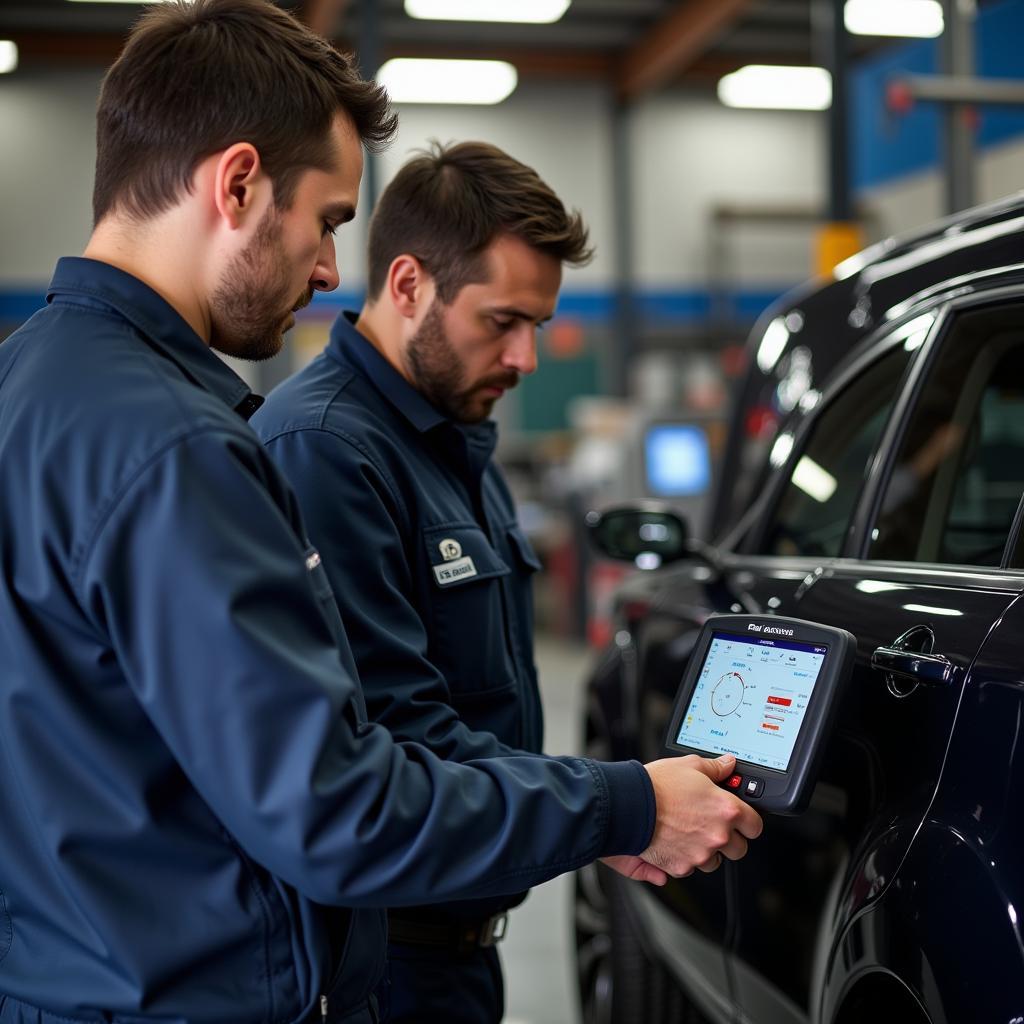 Mechanic Using Paul Foxwell on Vehicle