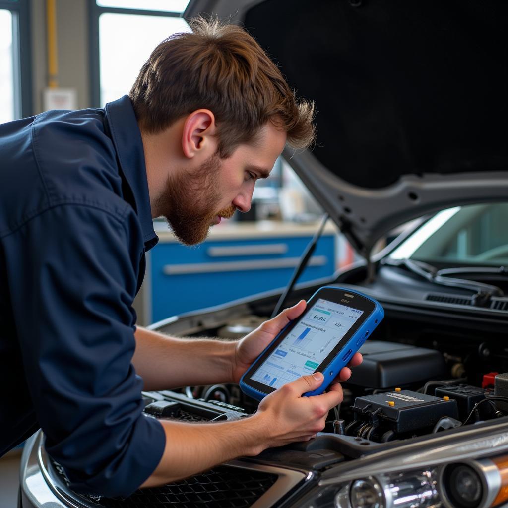  Mechanic Diagnosing Car Issues with a Scan Tool