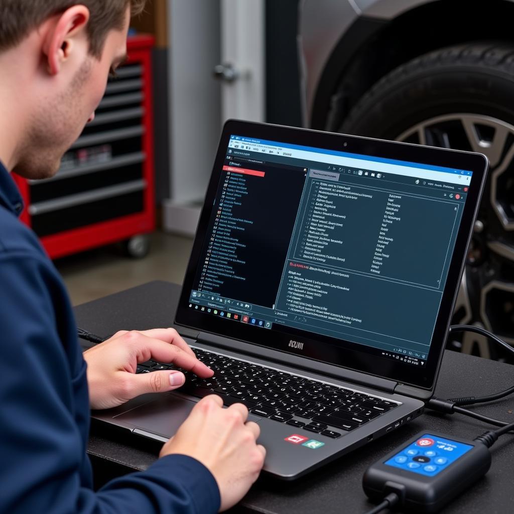 Mechanic Using Suzuki Scan Tool on a Suzuki Car