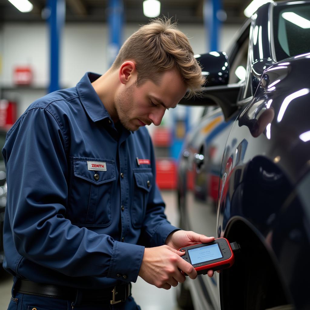 Mechanic Using Zenith Scan Tool