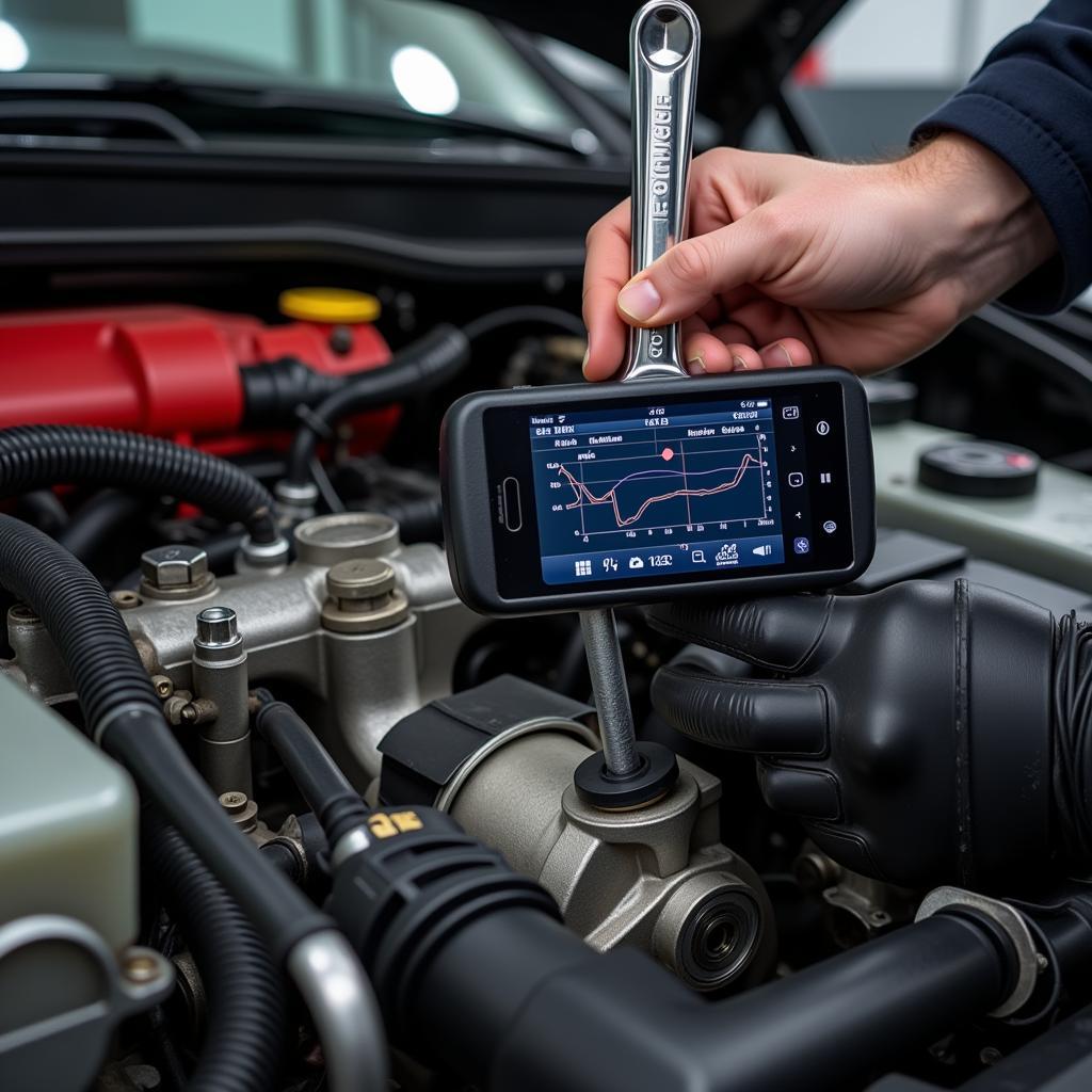 Mechanic Working on Car Engine