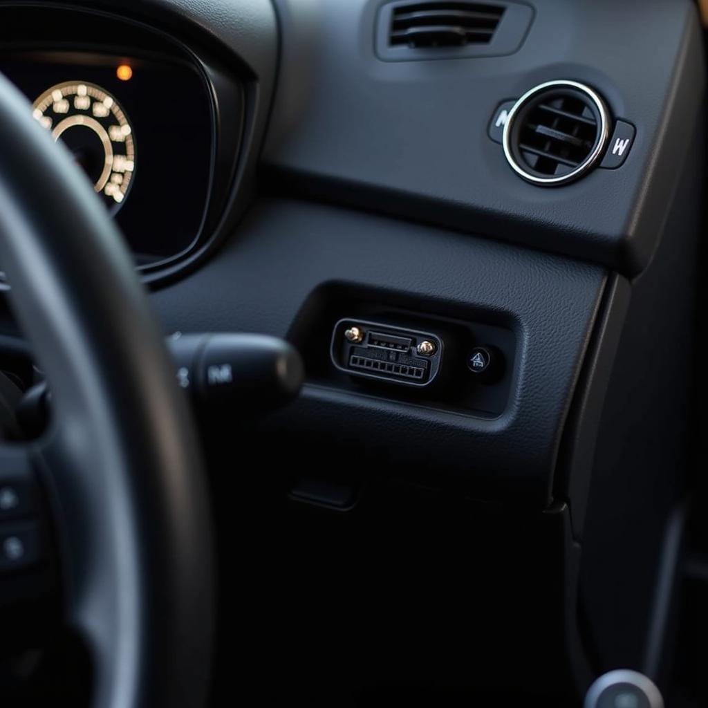 Modern Car Dashboard with Diagnostic Port