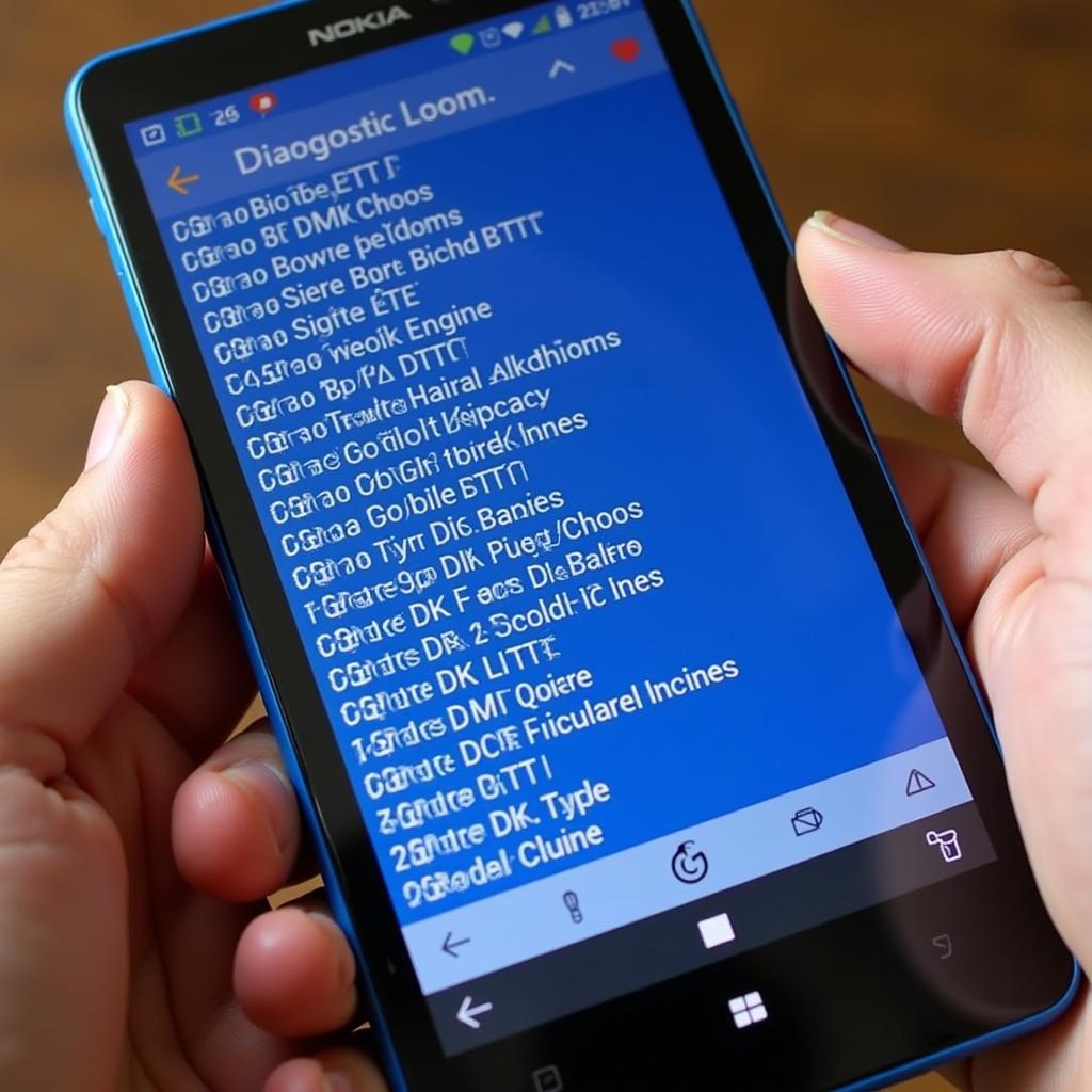 Nokia Lumia Diagnostic Tool Displaying DTC