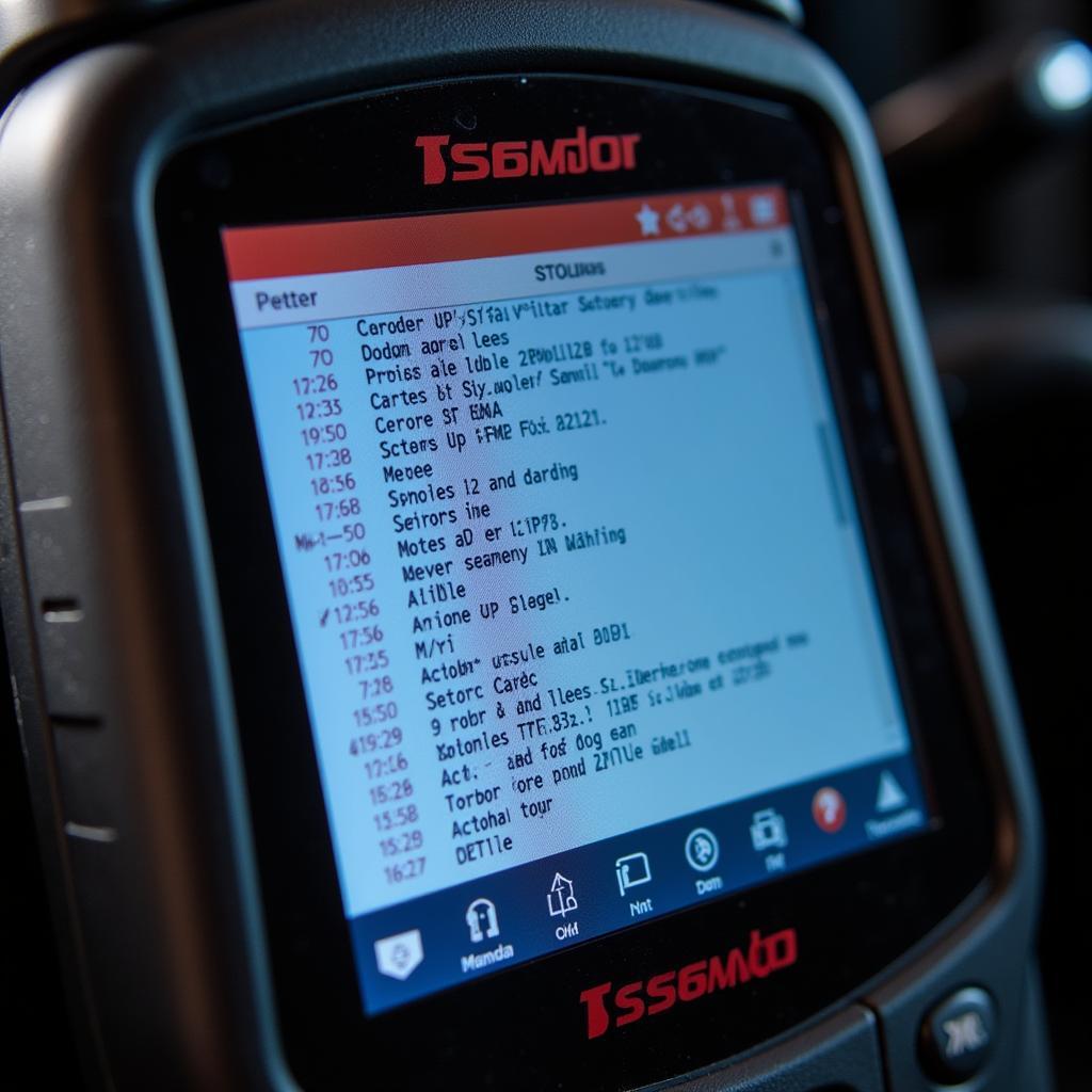 OBD-II scanner showing diagnostic codes