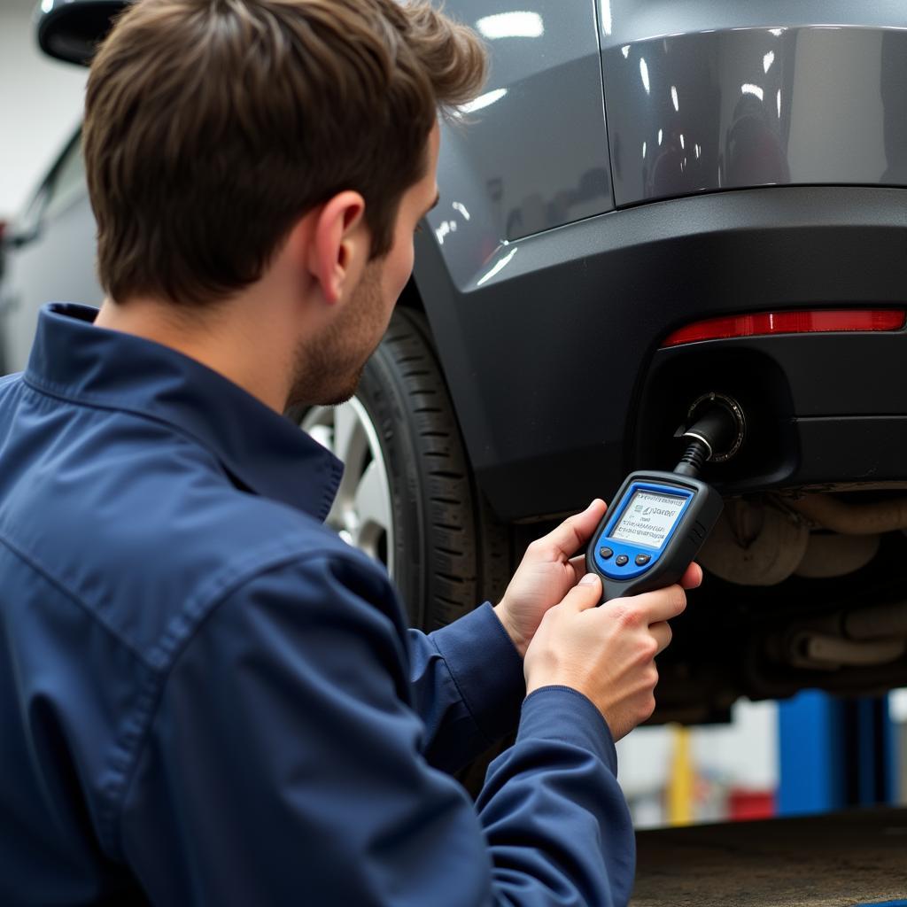 Mechanic using an OBD-II scanner