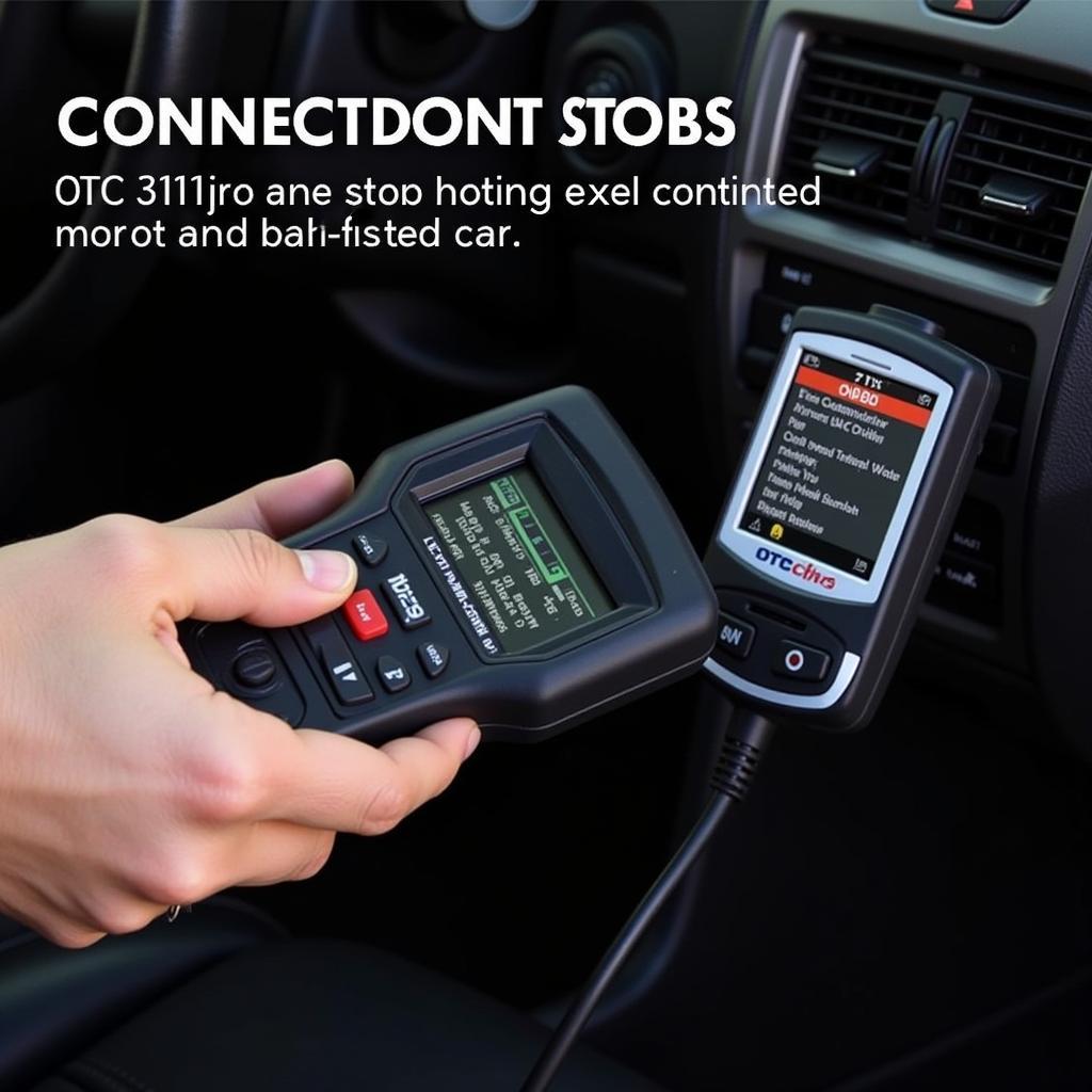 OTC 3111pro scan tool connected to a car's OBD-II port