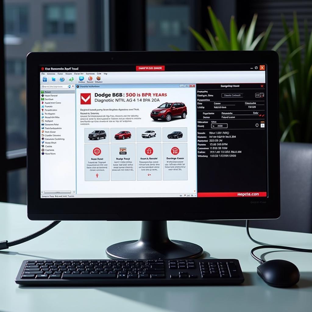 Computer screen displaying diagnostic software interface for Dodge vehicles