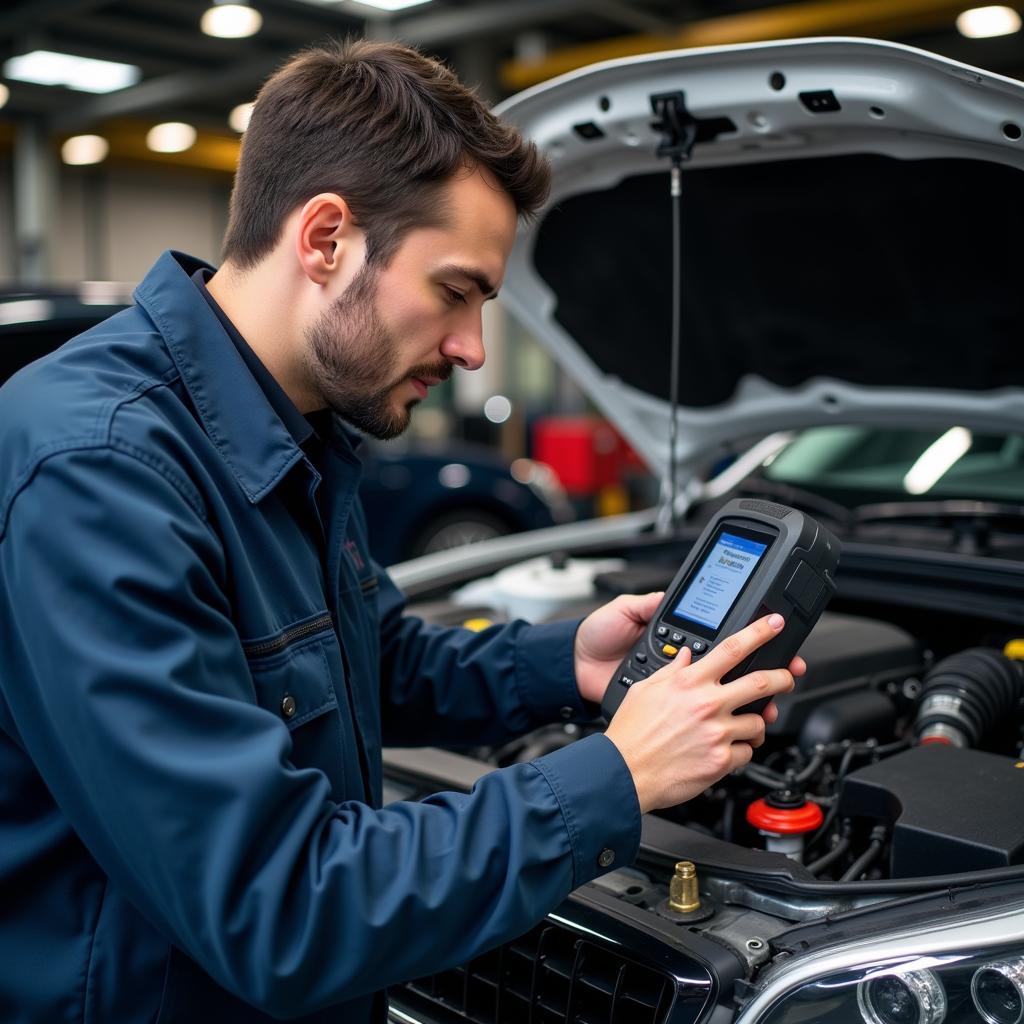 Professional Mechanic Using a Scan Tool