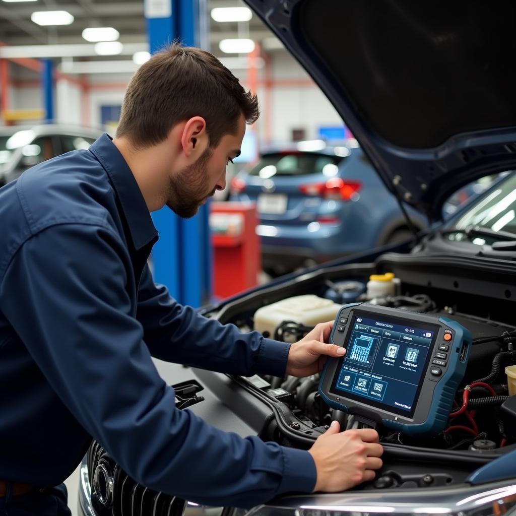 Professional Mechanic Using Scan Tool