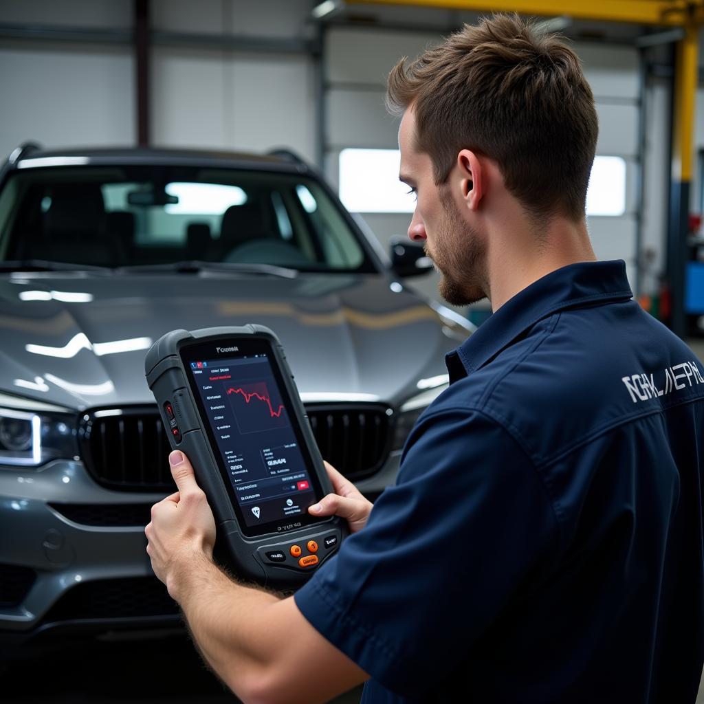 Professional Mechanic Using a Scan Tool