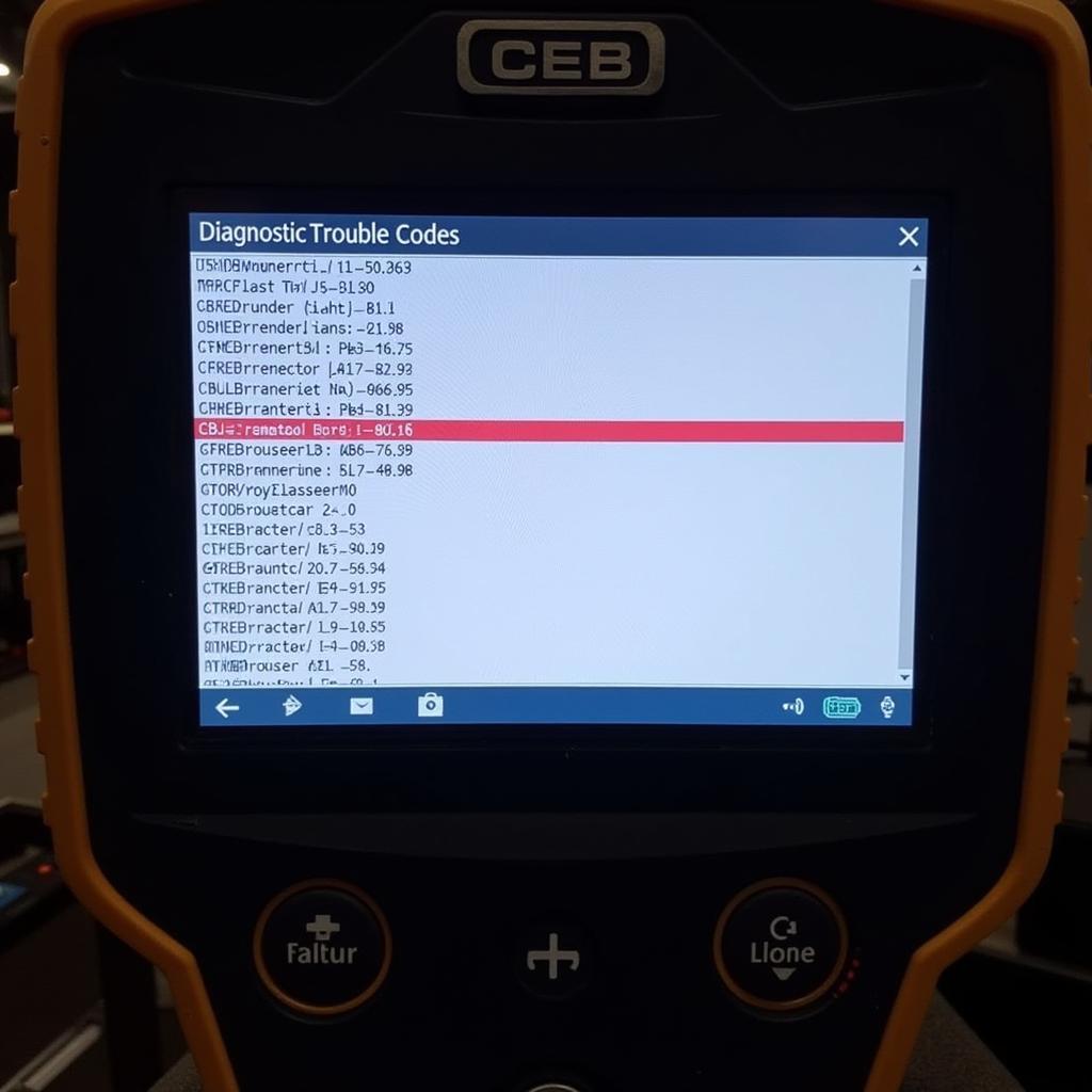 CEB tool displaying diagnostic codes