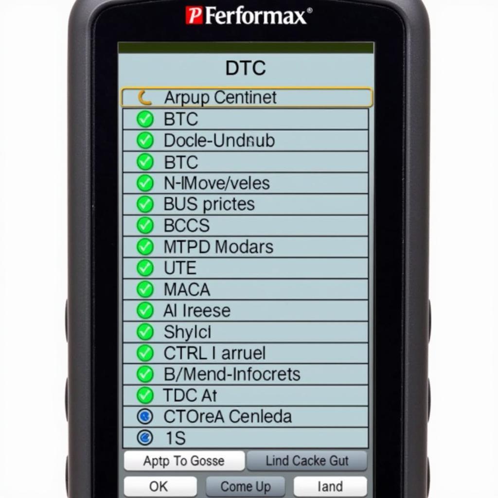 Reading DTCs on Performax Scan Tool