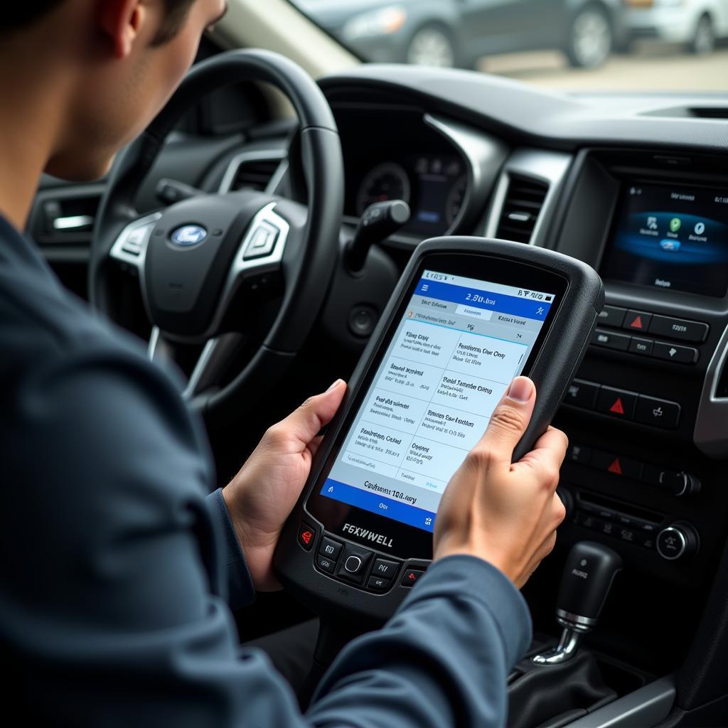 Technician Using Foxwell NT510 to Read Ford ABS Codes