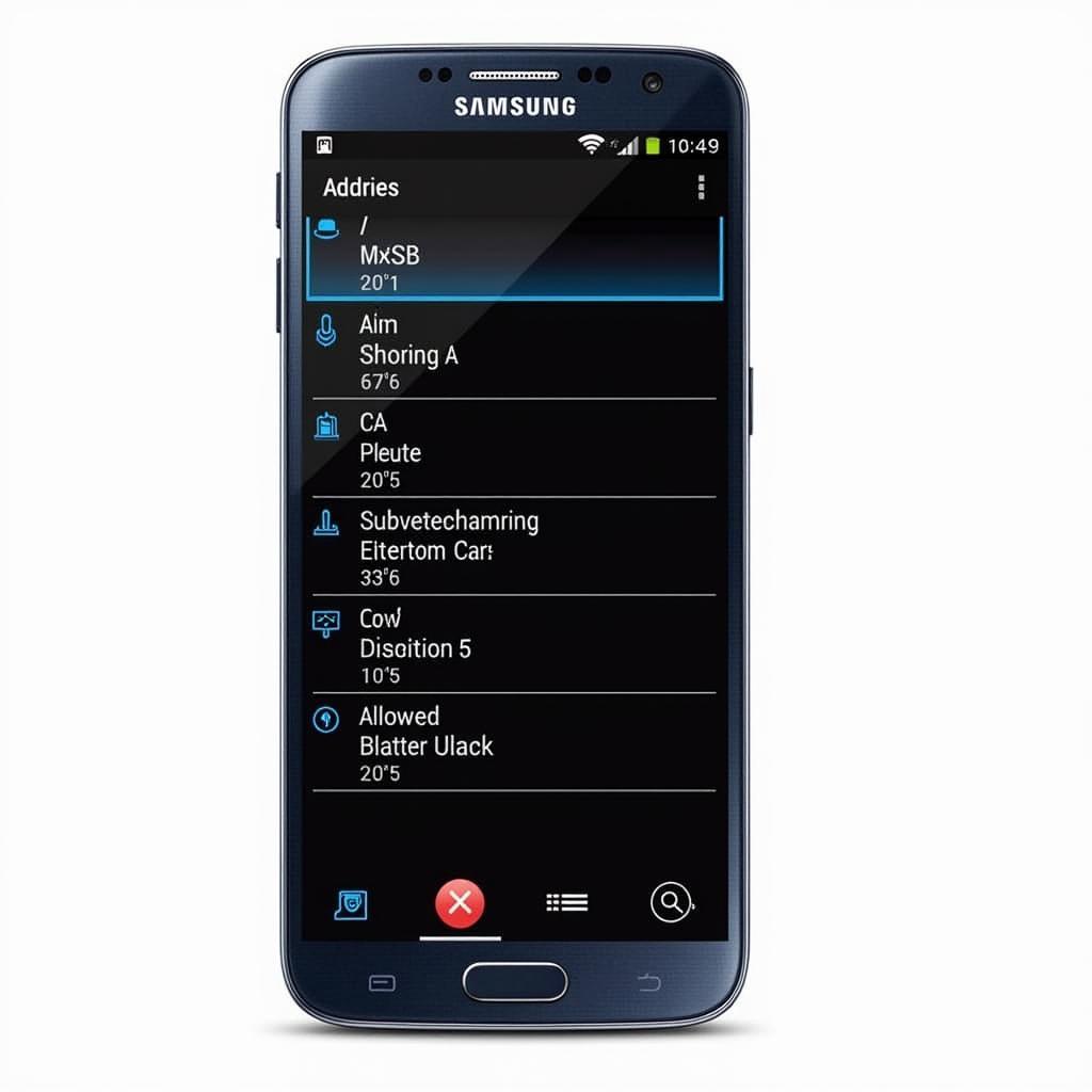 Samsung Galaxy S5 running an OBD Diagnostic App