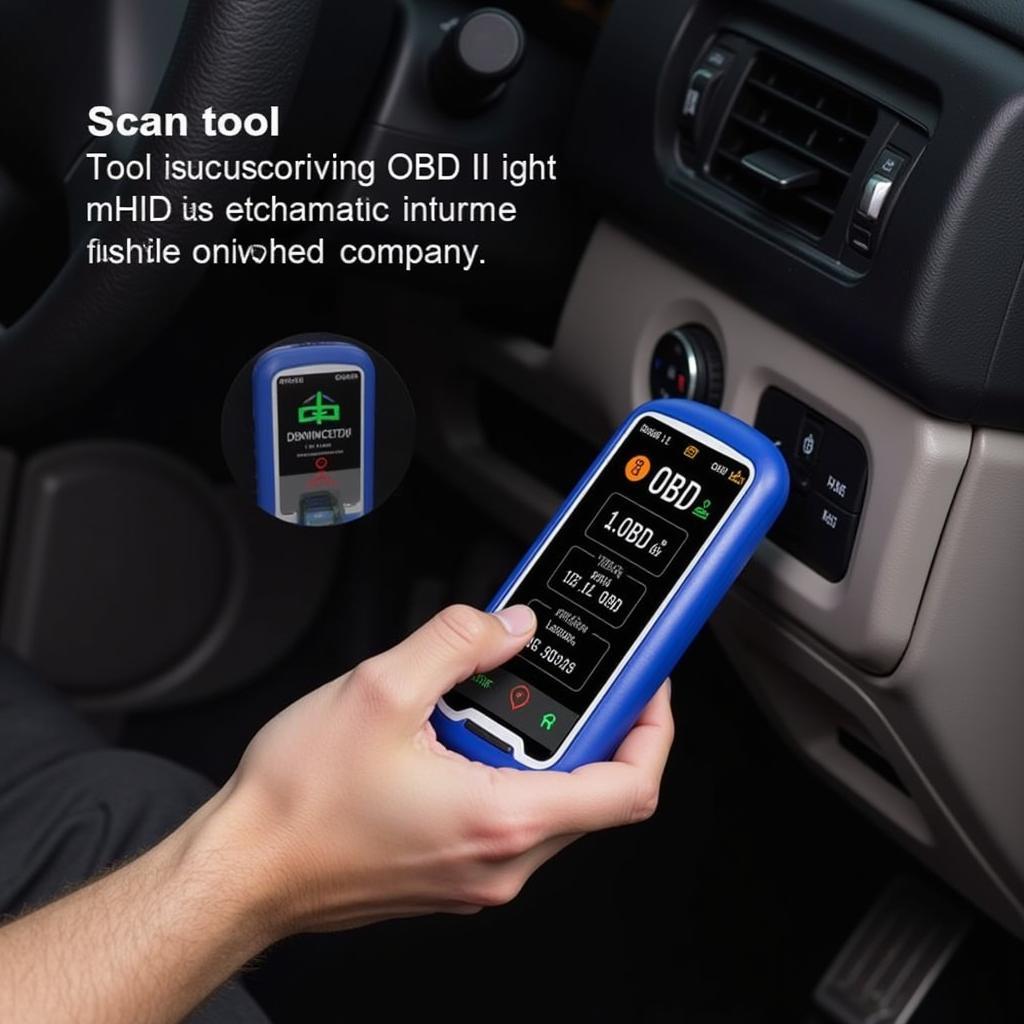 Scan tool connected to a vehicle's OBD-II port