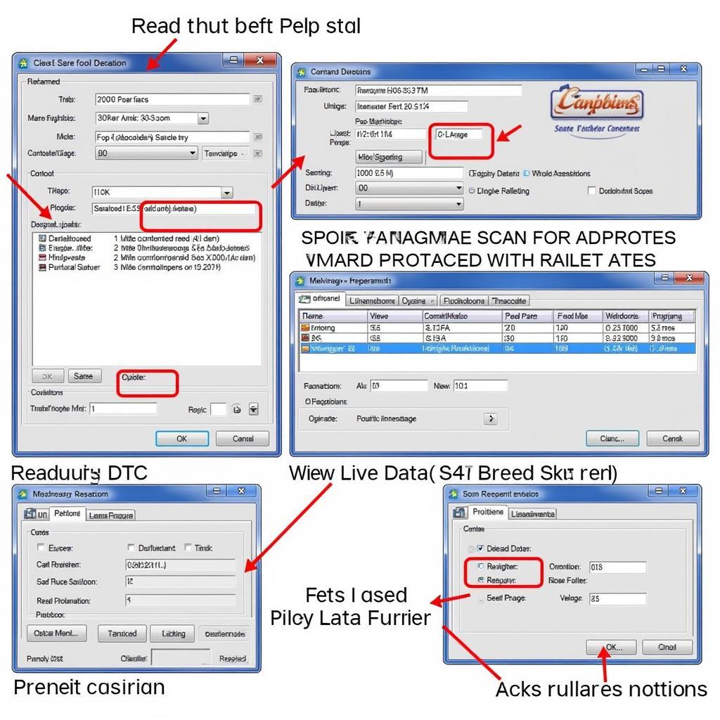 Different features of a scan tool program