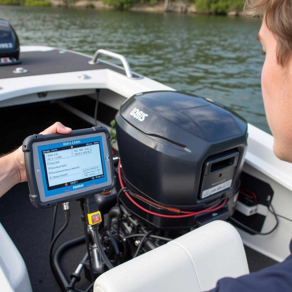 Sierra Stats Diagnostic Tool Connected to Boat Engine