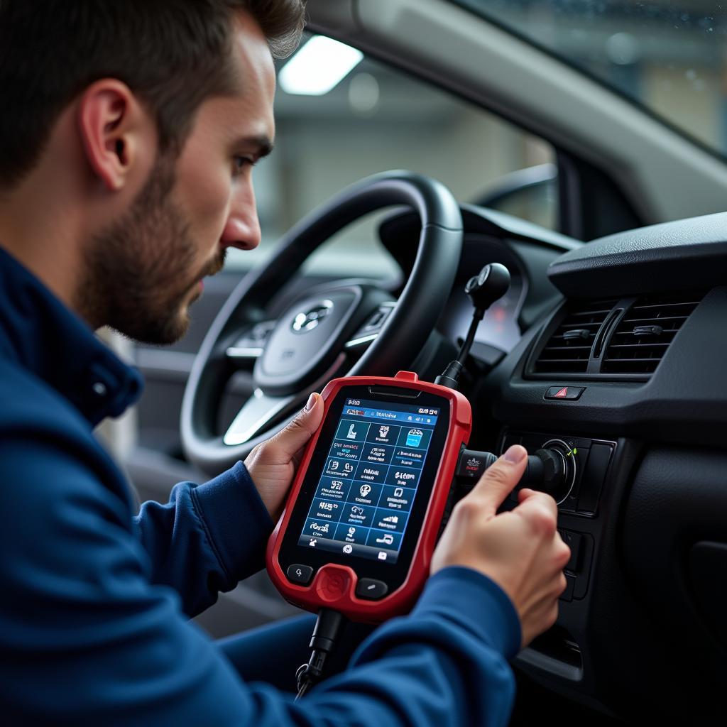 Technician Using a Diagnostic Scan Tool