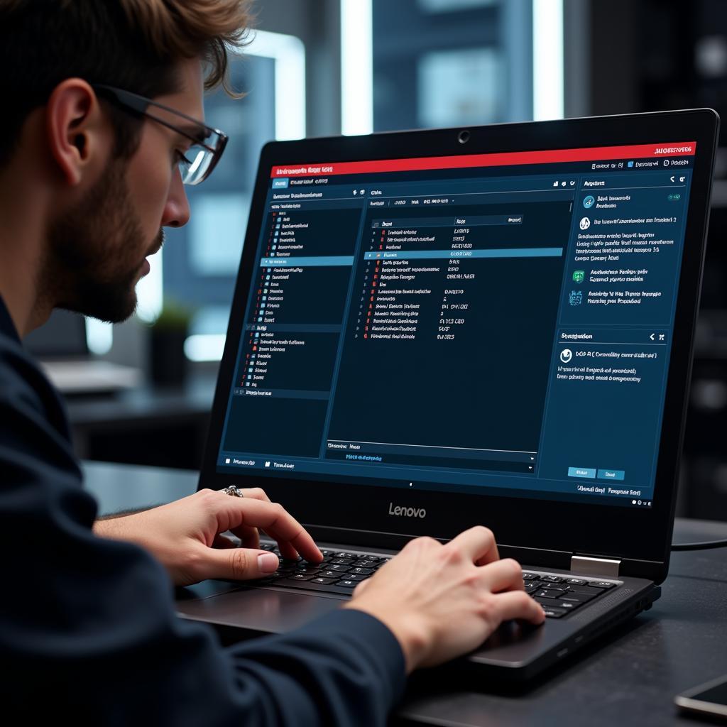 Technician using Lenovo UEFI Diagnostic Tool
