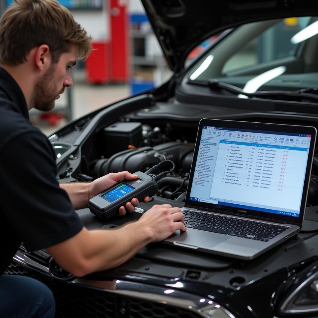 Technician Using Rotunda NGS to Diagnose Car Issue