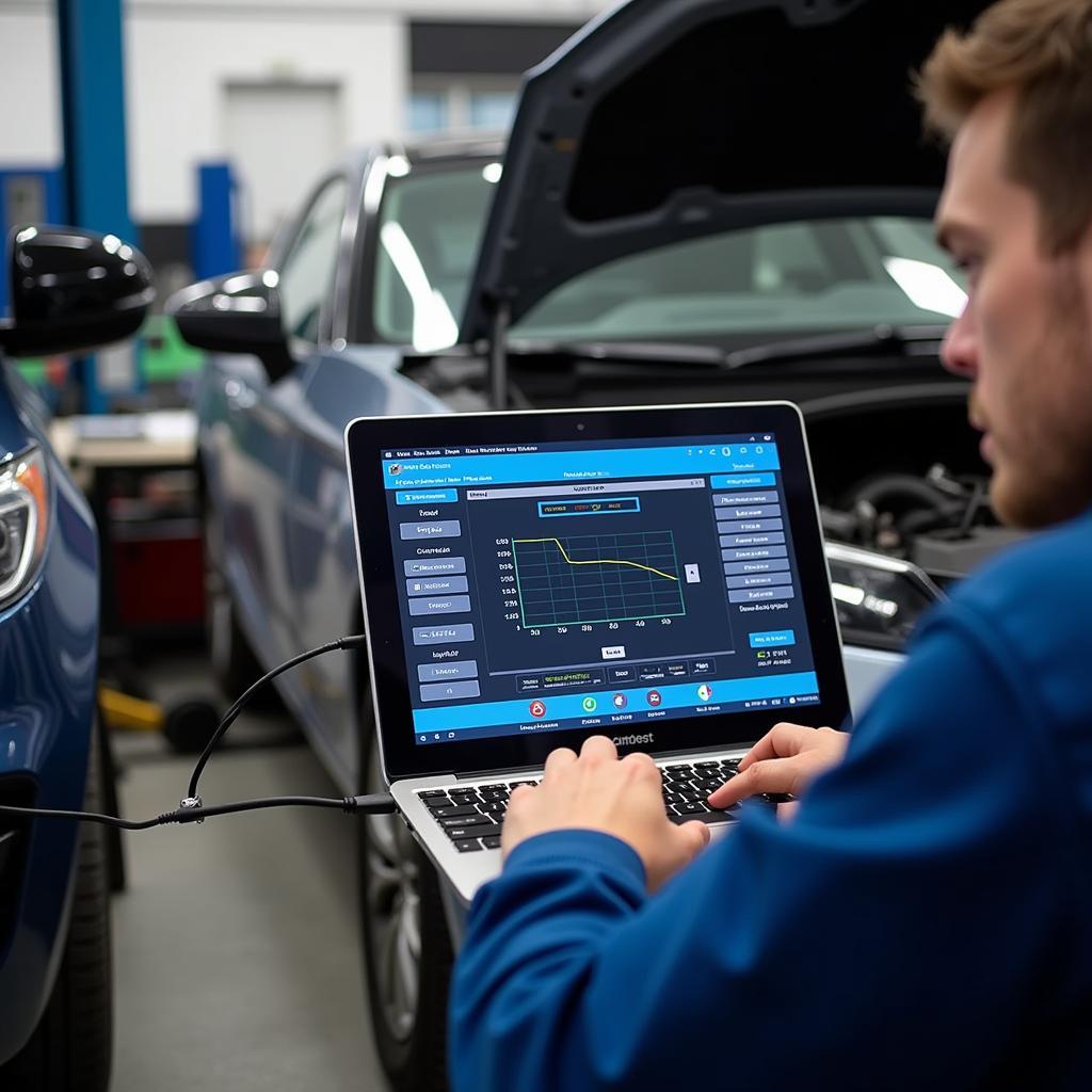 Technician Using Updated Diagnostic Software