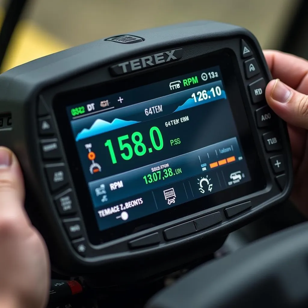 Terex PT 110 Display Showing Real-Time Engine Data