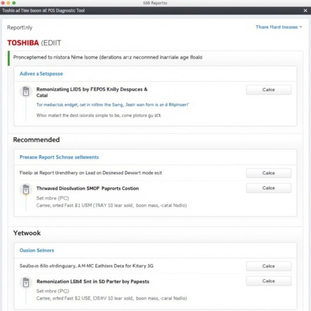 Toshiba POS Diagnostic Tool Report