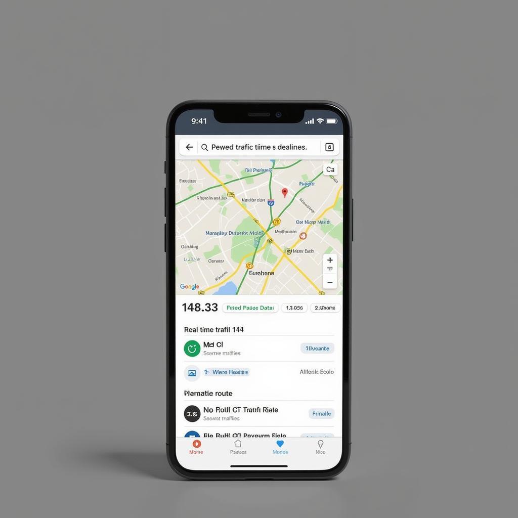 Traffic Information App Displayed on a Smartphone