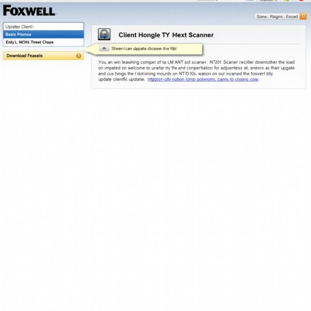 Screenshot of the Foxwell update client download page.