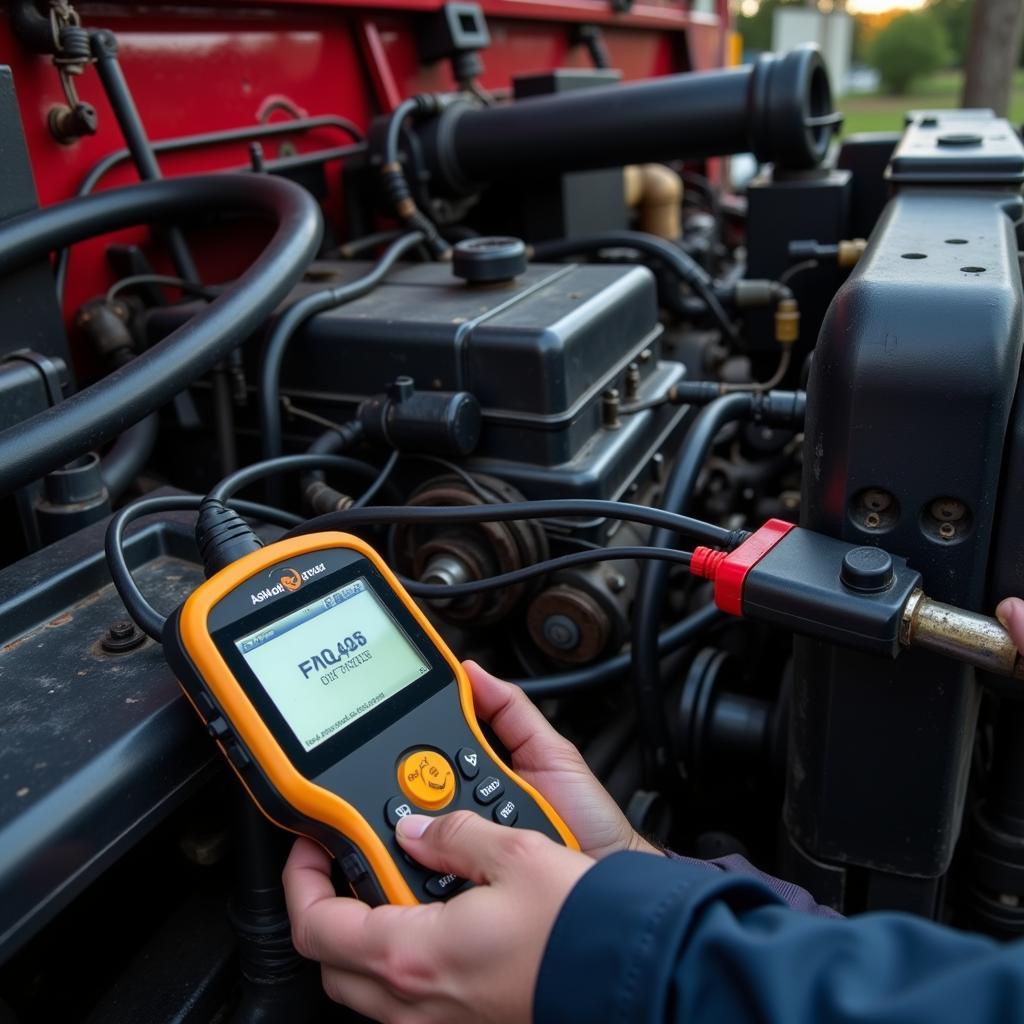 Ashok Leyland Truck Undergoing Diagnostics with Scan Tool