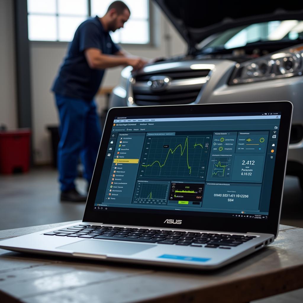 ASUS Laptop Running Diagnostic Software in Auto Repair