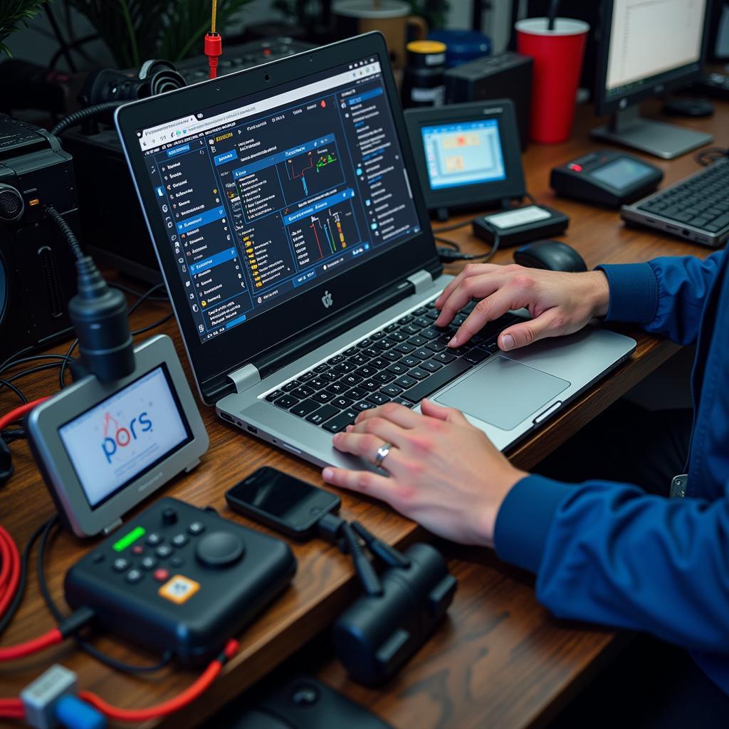 Automotive Diagnostic Setup in a Workshop