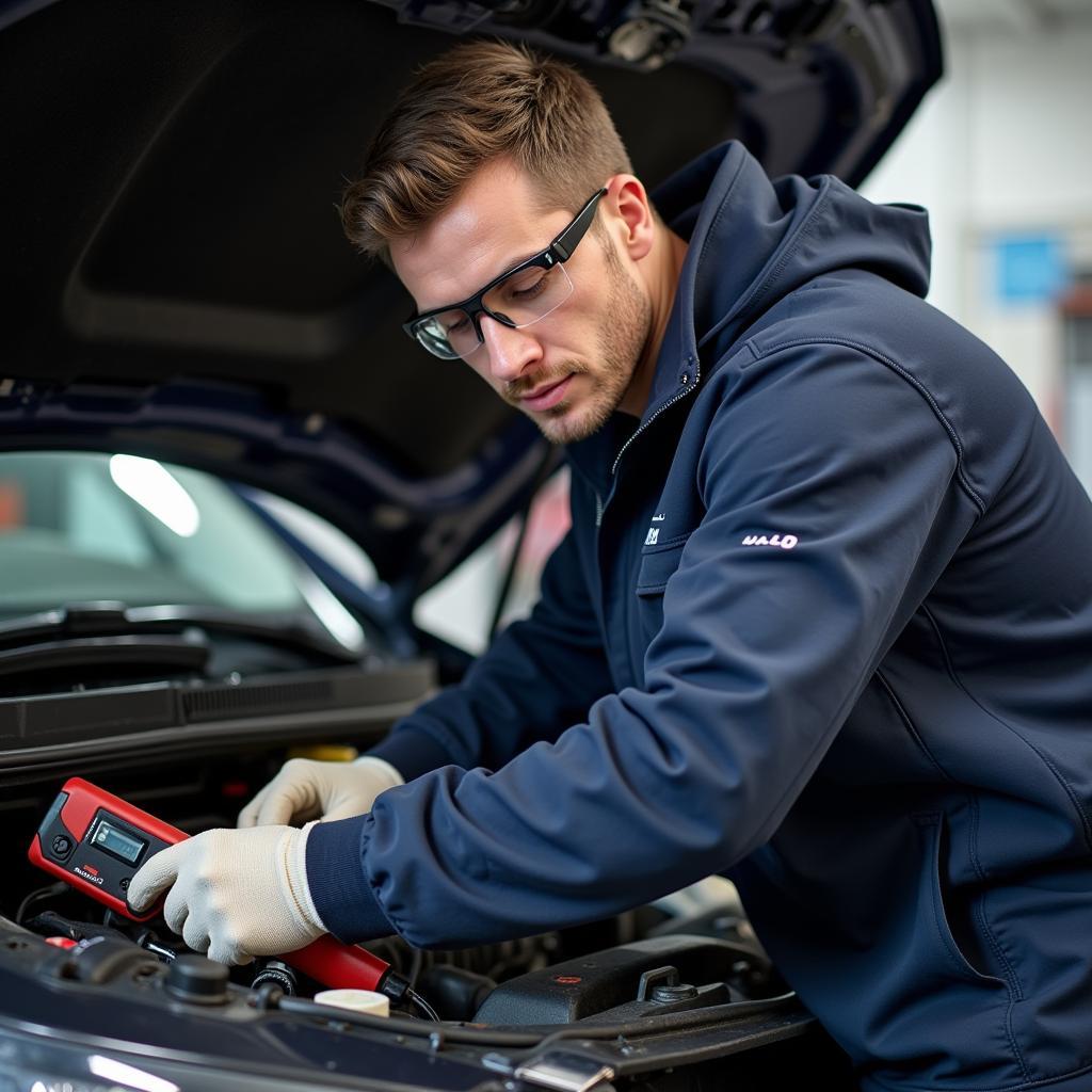 Automotive Technician Performing Electrical Diagnosis