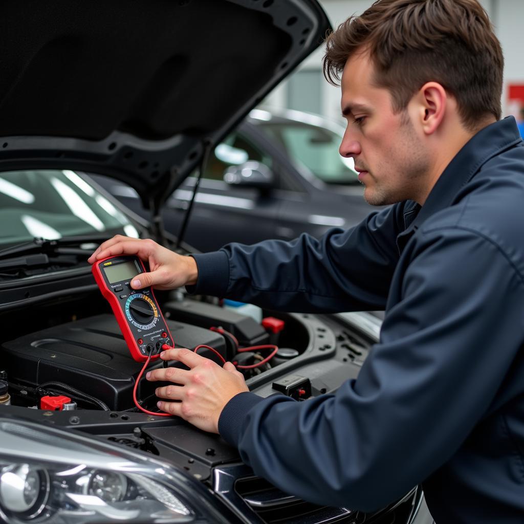 Automotive Technician Troubleshooting a Complex Issue