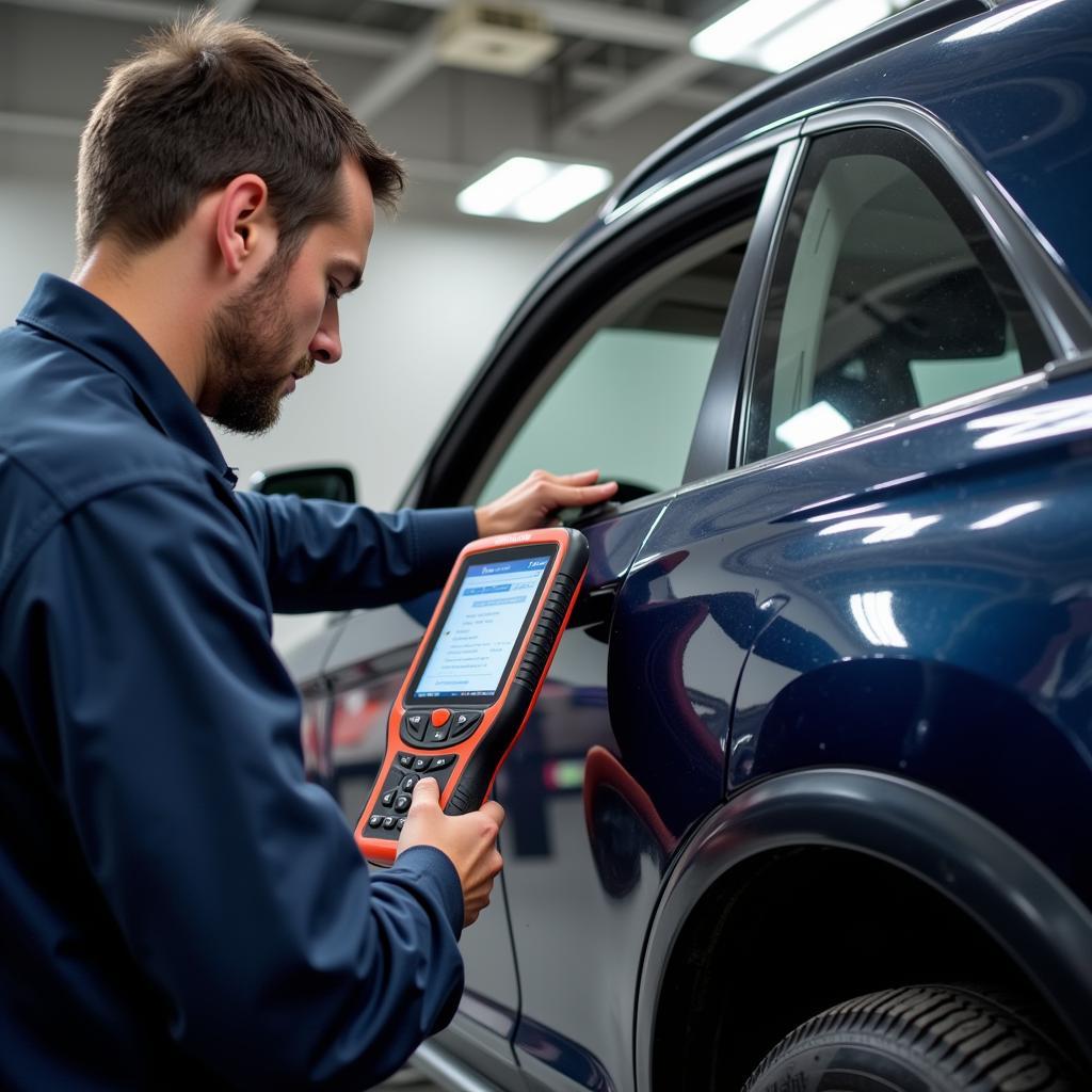 Automotive Technician Using Scan Tool